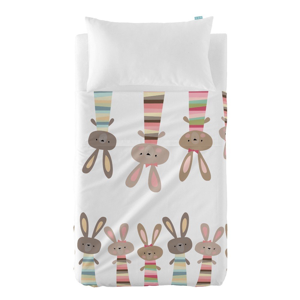 Tenký přehoz a povlak na polštář Moshi Moshi Rabbit Family, 100 x 130 cm v:1204878