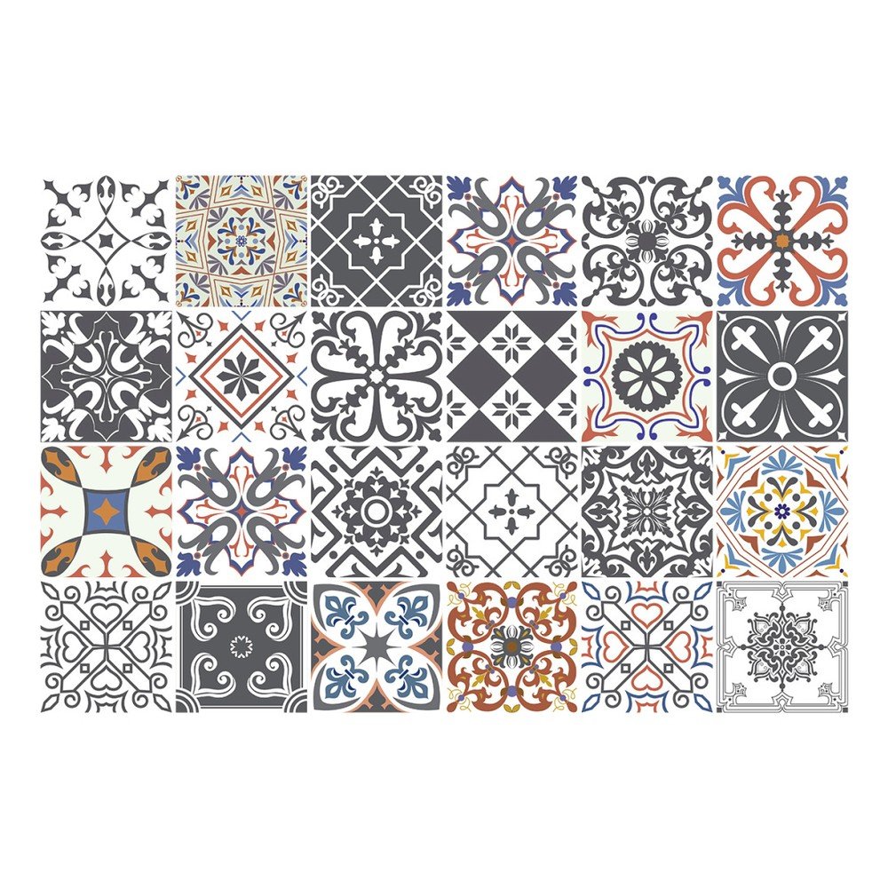 Sada 24 nástěnných samolepek Ambiance Cement Tile Flore, 10 x 10 cm v:1311642