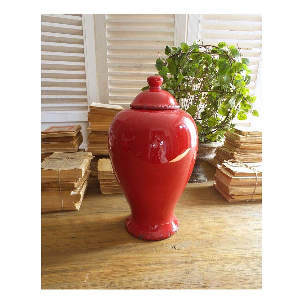 Červená keramická nádoba s víkem Orchidea Milano, výška 38 cm v:941122