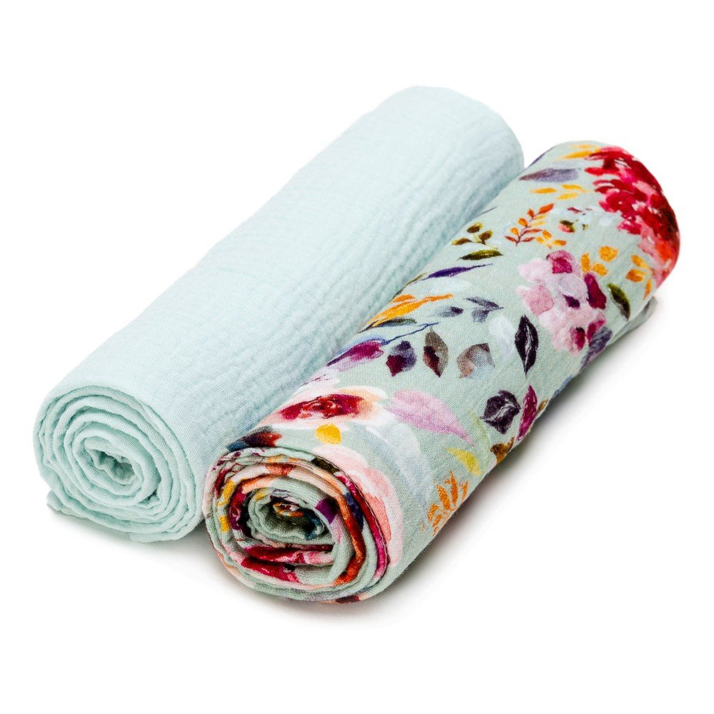 Sada 2 mušelínových plen T-TOMI Flowers, 65 x 65 cm v:1429447