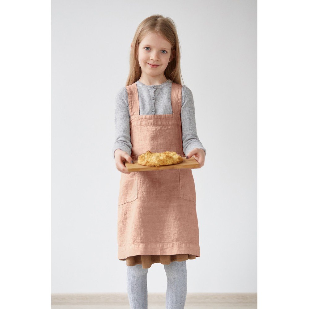 Dětská oranžová lněná zástěra Linen Tales Pinafore, 72 x 45 cm v:1383193
