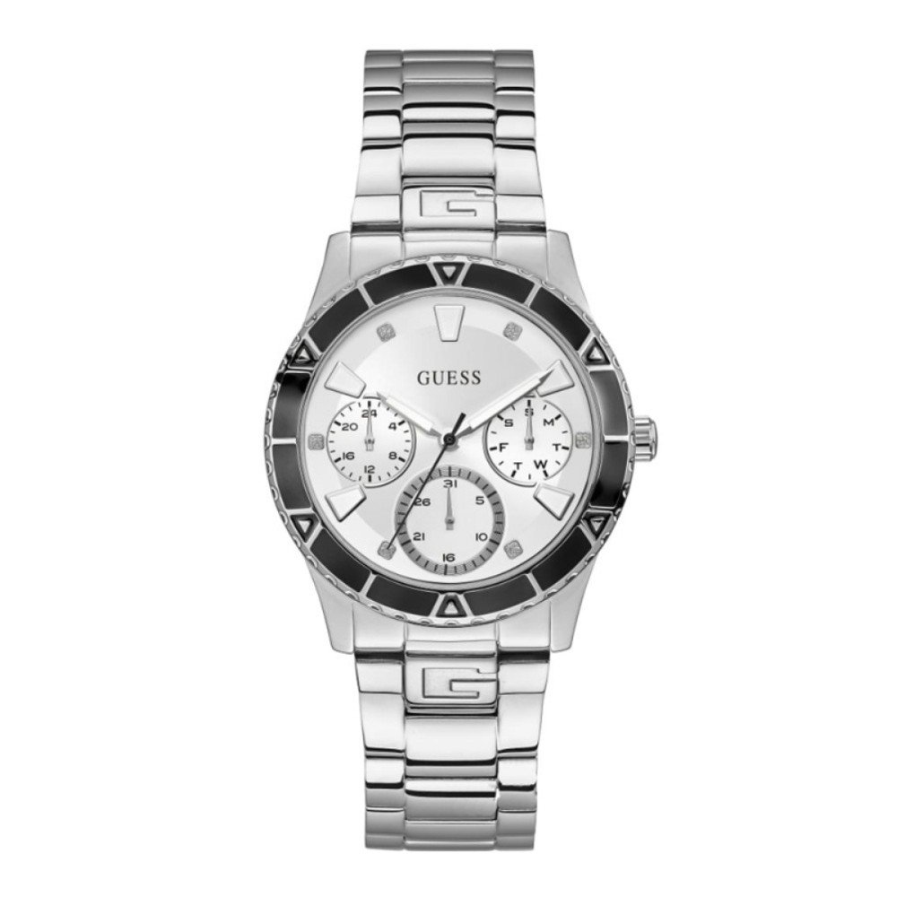 Dámské hodinky ve stříbrné barvě s páskem z nerezové oceli Guess W1158L3 v:1267010