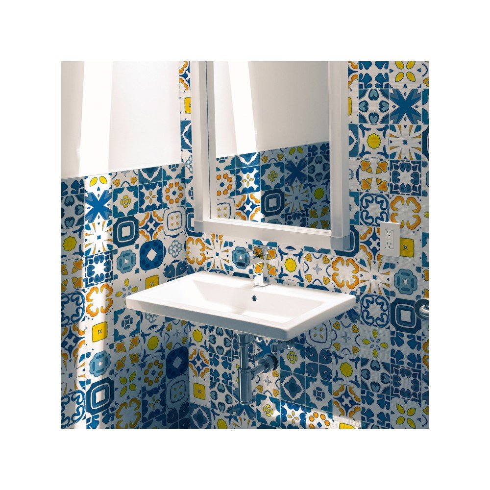 Sada 30 nástěnných samolepek Ambiance Cement Tiles Ania, 10 x 10 cm v:1181610
