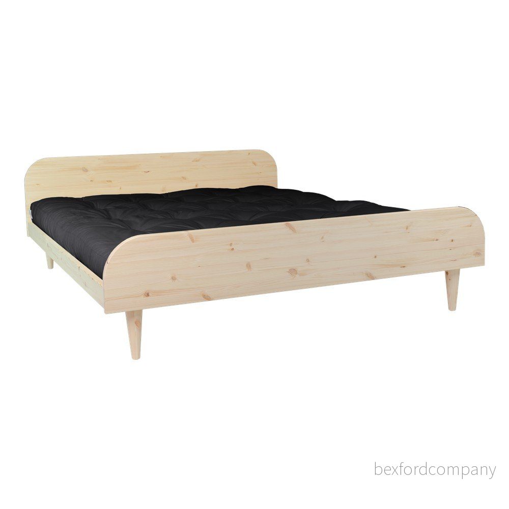Dvoulůžková postel z borovicového dřeva s matrací Karup Design Twist Double Latex Natural Clear/Black, 140 x 200 cm v:1309082