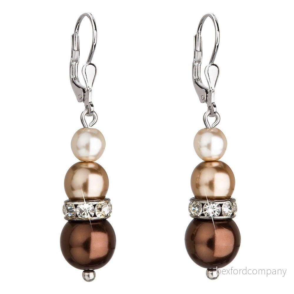 Hnědé náušnice ze stříbra se Swarovski krystaly Je Veux Pearl Listo v:1152458
