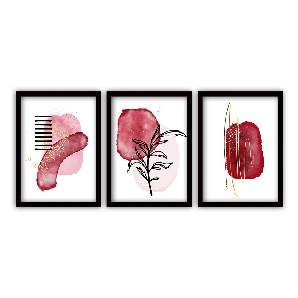 Sada 3 obrazů v černém rámu Vavien Artwork Red, 35 x 45 cm v:1418963