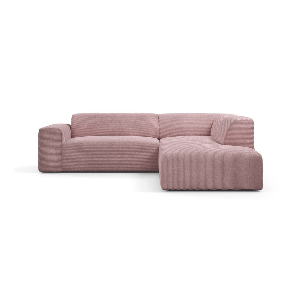 Růžová manšestrová rohová pohovka Marie Claire Home Karen, 260 cm, pravý roh v:1421593