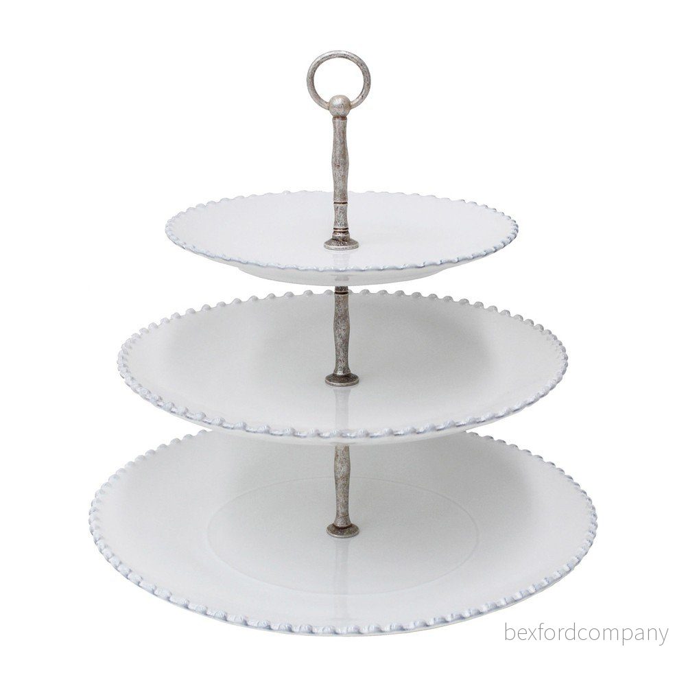 Bílý kameninový etažér Costa Nova Pearl, výška 33 cm v:1030560