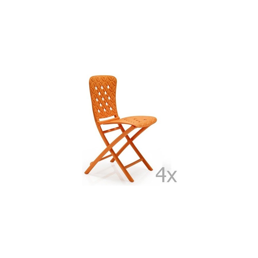 Sada 4 oranžových zahradních židlí Nardi Zac Classic Spring v:850046