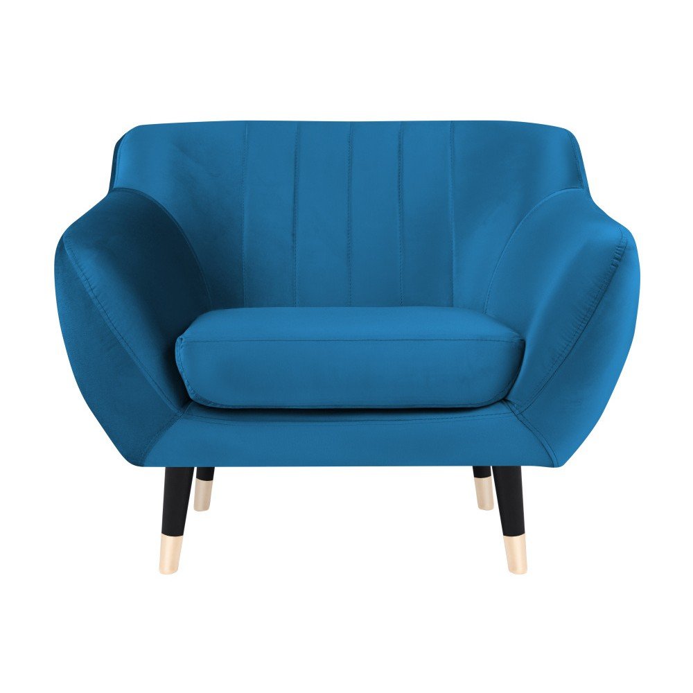 Modré křeslo s černými nohami Mazzini Sofas Benito v:983788