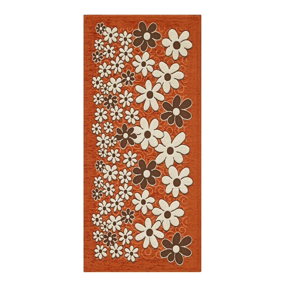 Oranžový vysoce odolný kuchyňský koberec Webtappeti Margherite Arancione, 55 x 240 cm v:849022