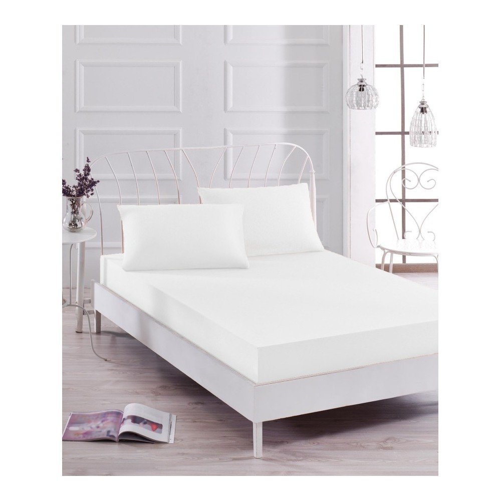 Set bílého elastického prostěradla a povlaku na polštář na jednolůžko Basso Blanco, 100 x 200 cm v:1112148
