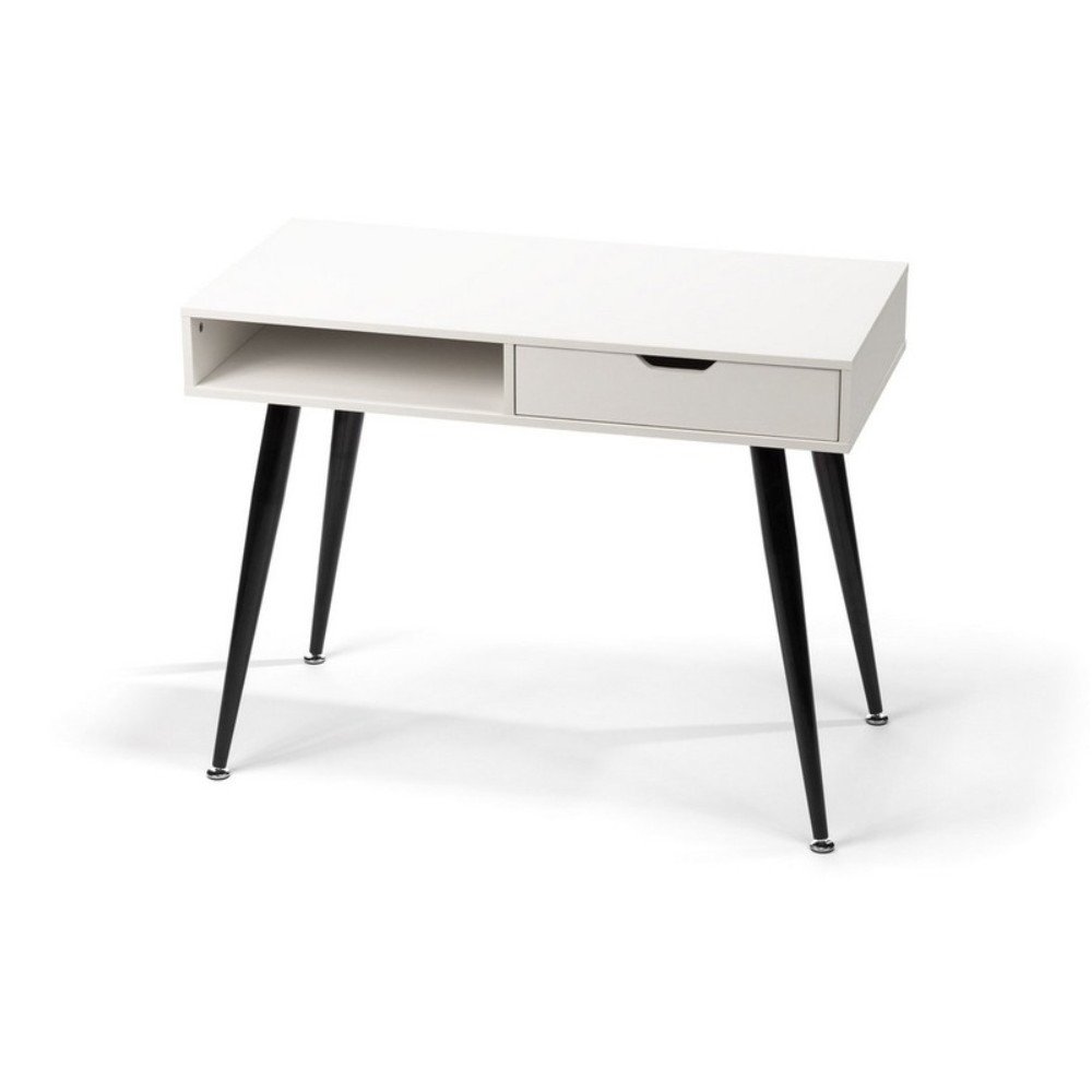 Bílý psací stůl s černým kovovým podnožím loomi.design Diego, 100 x 50 cm v:1281736