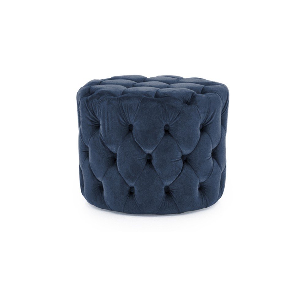 Modrá podnožka se sametovým potahem VIDA Living Perkins, ø 55 cm v:1137942