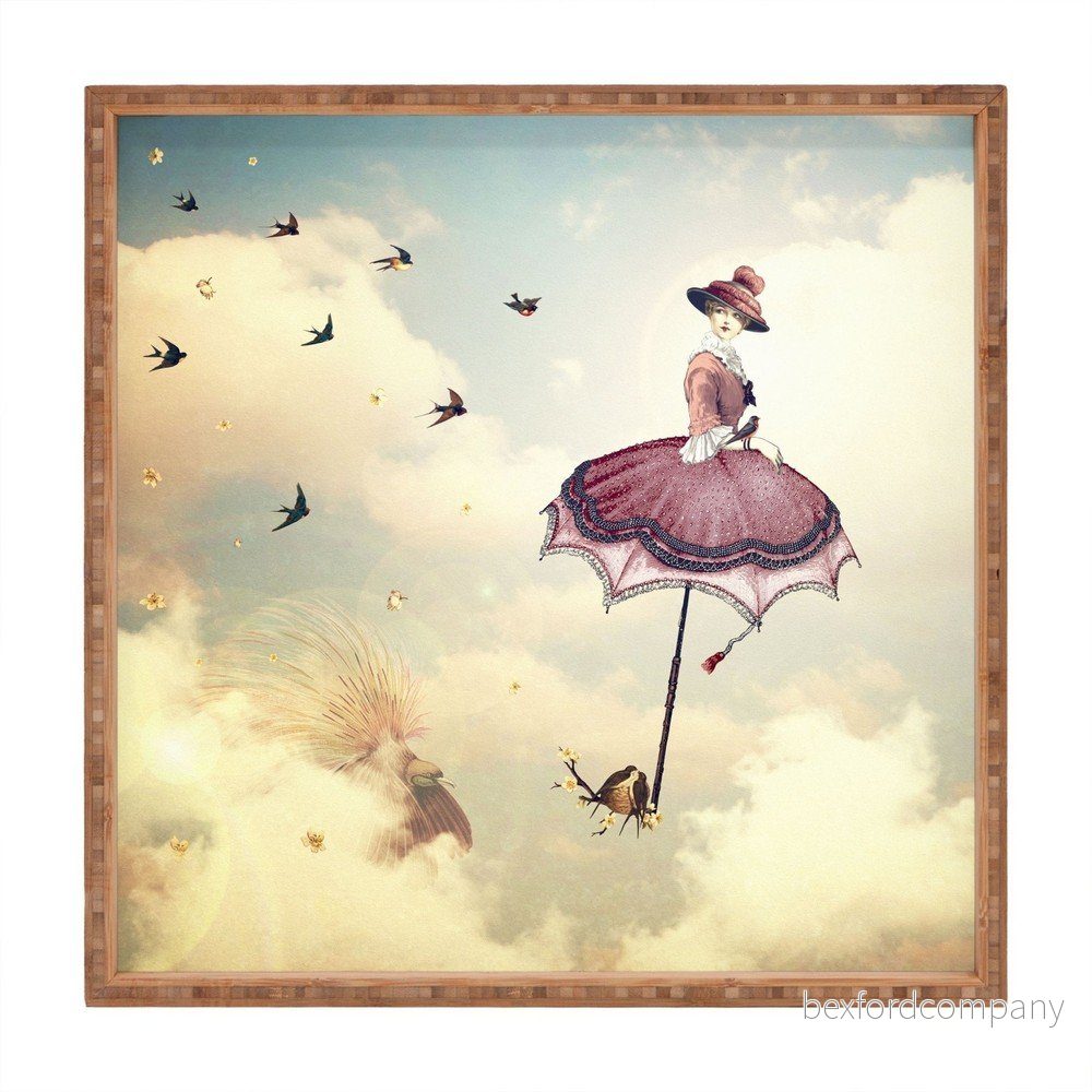 Dřevěný dekorativní servírovací tác Let's Fly, 40 x 40 cm v:1283400