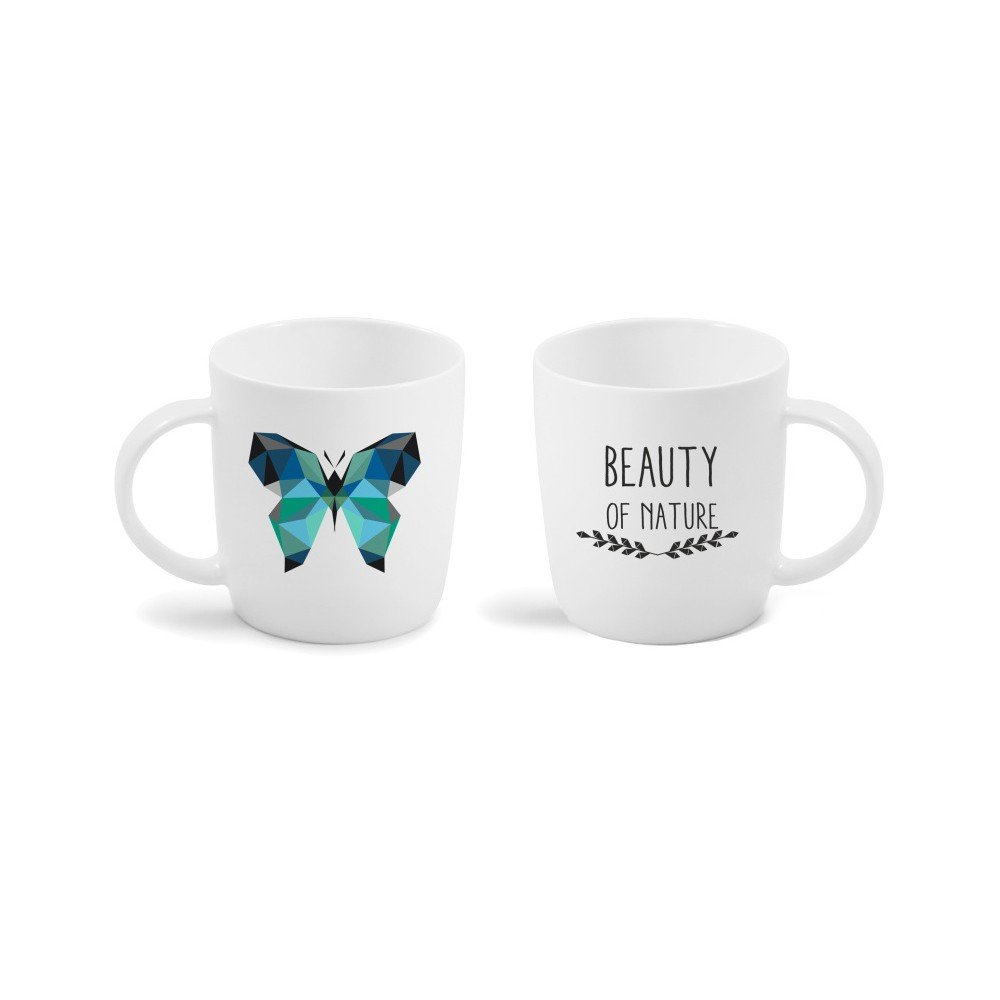 Hrnek z imitace porcelánu s oboustranným potiskem Vialli Design Butterfly, 370 ml v:831112
