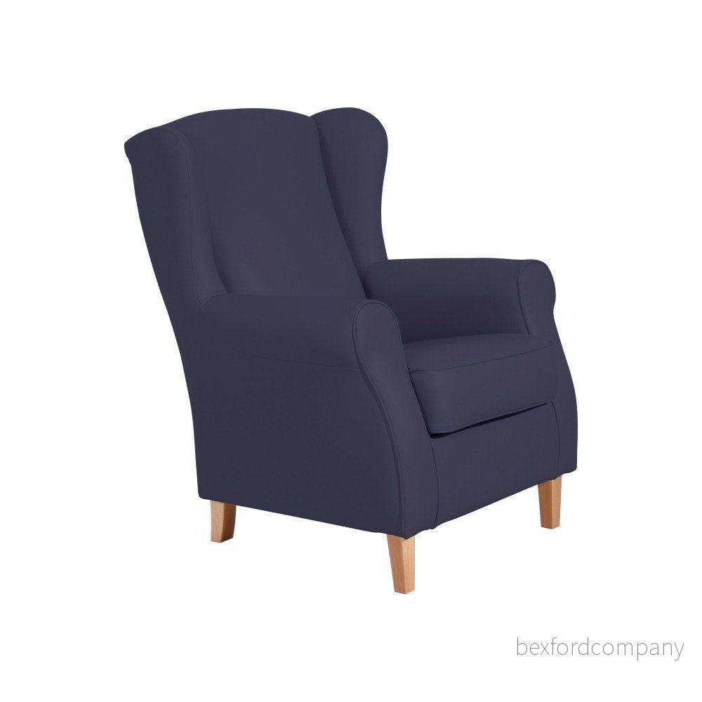 Tmavě modré křeslo z imitace kůže ušák Max Winzer Lorris Dark Blue v:1056054