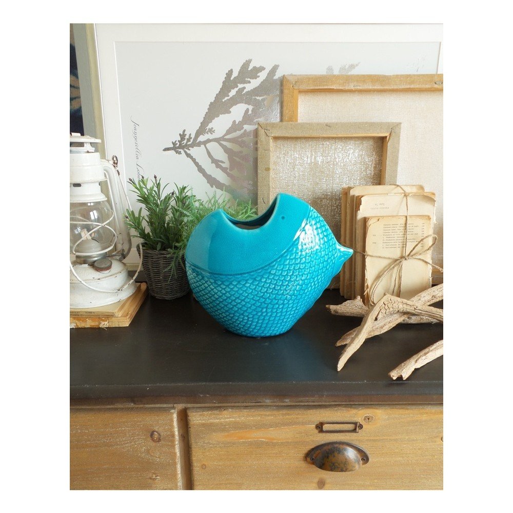 Tyrkysová keramická váza Orchidea Milano Fish, výška 21 cm v:1013412