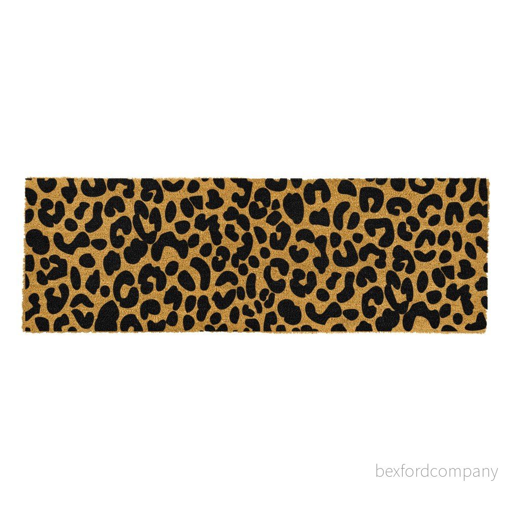 Černá rohožka z přírodního kokosového vlákna Artsy Doormats Leopard, 120 x 40 cm v:1329656
