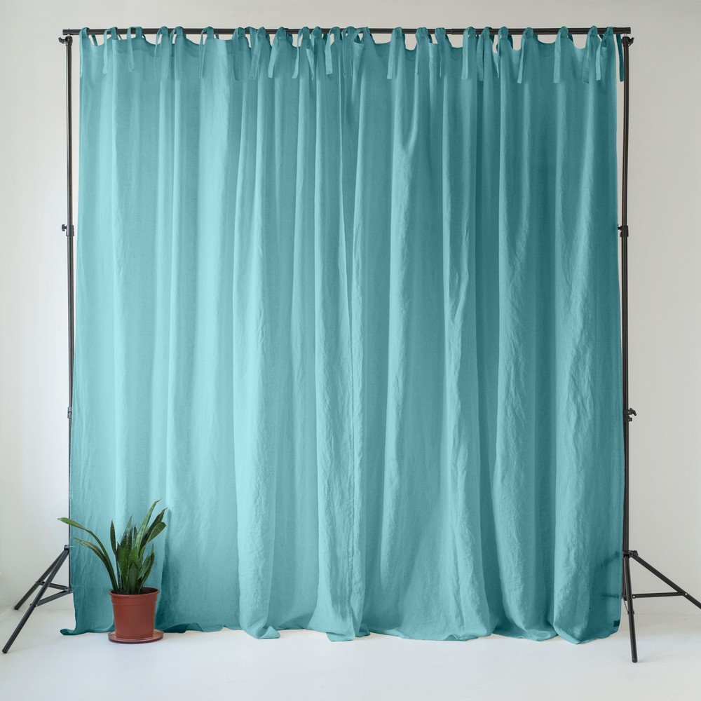 Tyrkysový lněný závěs 140x300 cm Coastal Blue – Linen Tales v:1795720