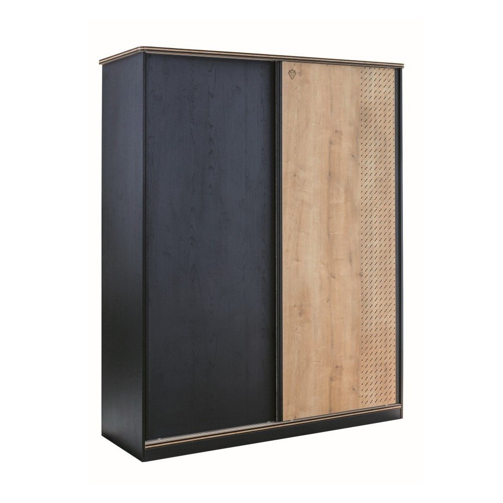 Černá šatní skříň s dveřmi v přírodní barvě Black Sliding Wardrobe v:1207840