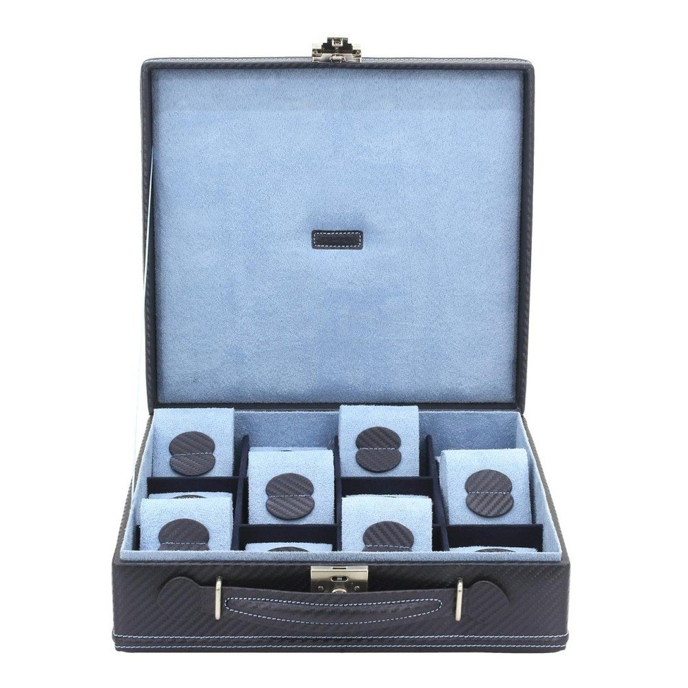 Černo-modrý box na 12 hodinek Friedrich Lederwaren London v:917152