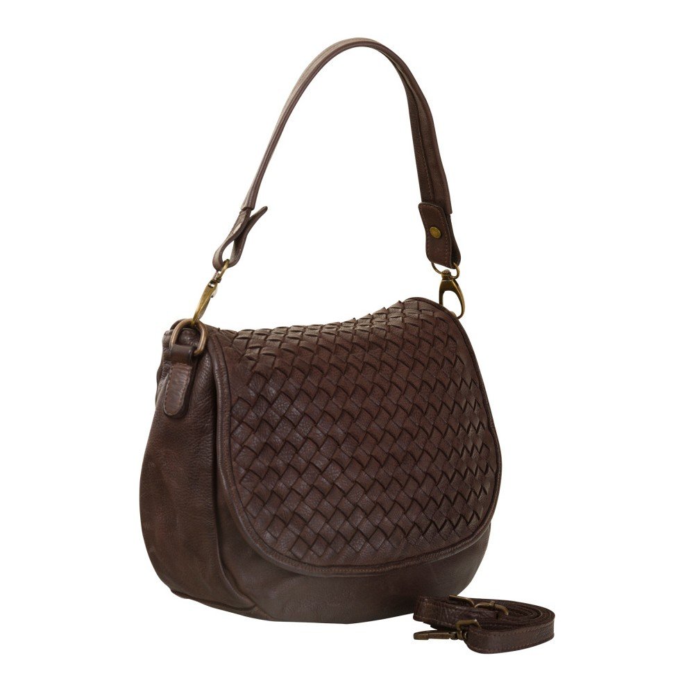 Tmavě hnědá kabelka z pravé kůže Andrea Cardone Big Dark Brown v:1196336