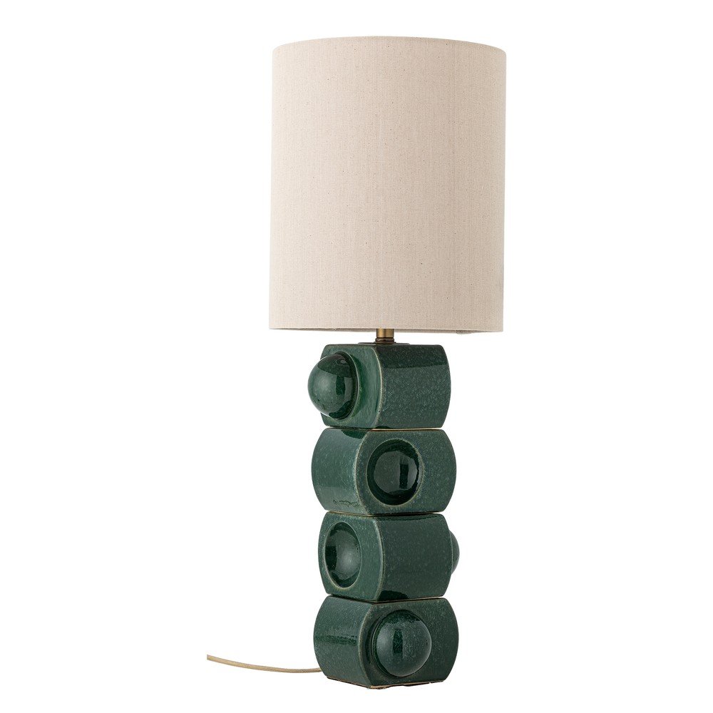 Zelená/krémová keramická stolní lampa s textilním stínidlem Brady – Bloomingville v:1931040