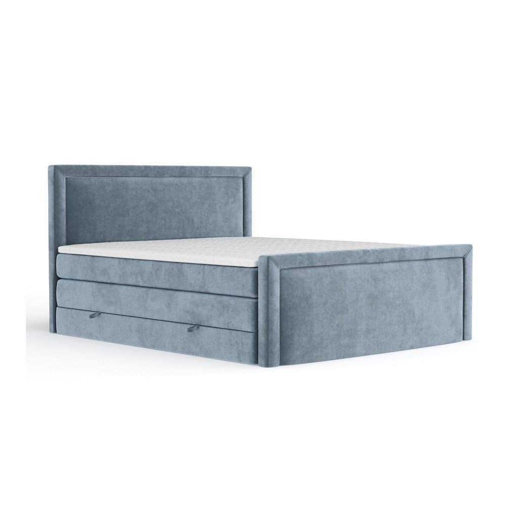 Modrá boxspring postel s úložným prostorem 140x200 cm Lavenda – Maison de Rêve v:1820328