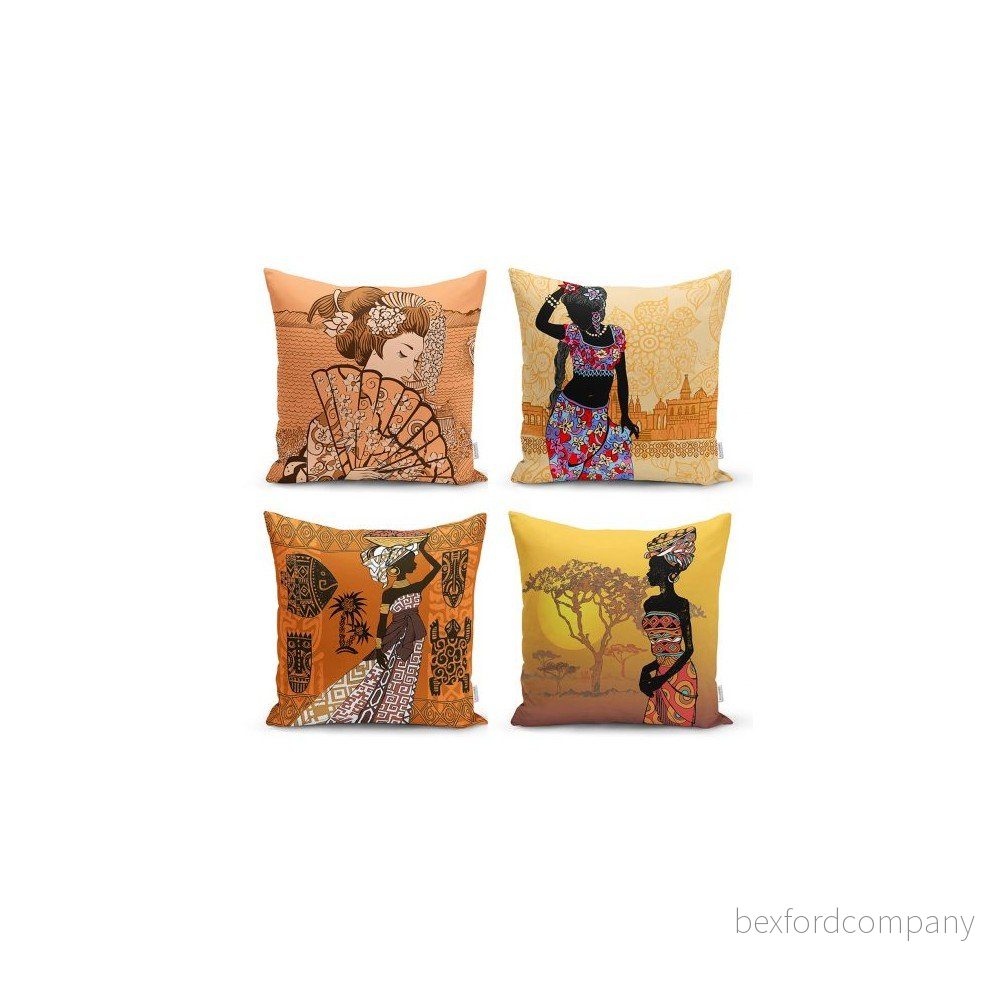 Sada 4 dekorativních povlaků na polštáře Minimalist Cushion Covers Eastern Ethnic, 45 x 45 cm v:1371977