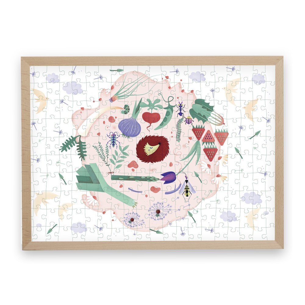 Puzzle z recyklovaných materiálů v bukovém rámu Pucle Jarná záhrada, 200 dílků v:1158934