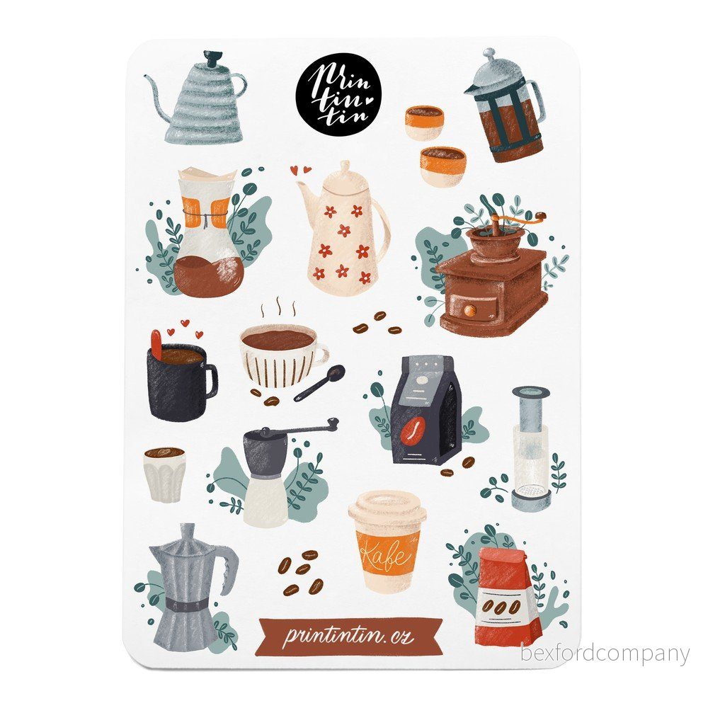 Arch vinylových samolepek s motivem Čas na kávu Printintin, 10,5 cm x 14,5 cm v:1400921 Arch vinylových samolepek s motivem Čas na kávu Printintin, 10,5 cm x 14,5 cm v:1400921