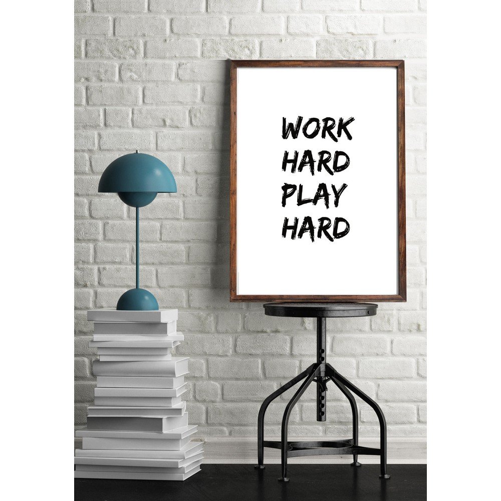 Plakát Blue-Shaker Messages Work Hard Play Hard, 30 x 40 cm v:1322356