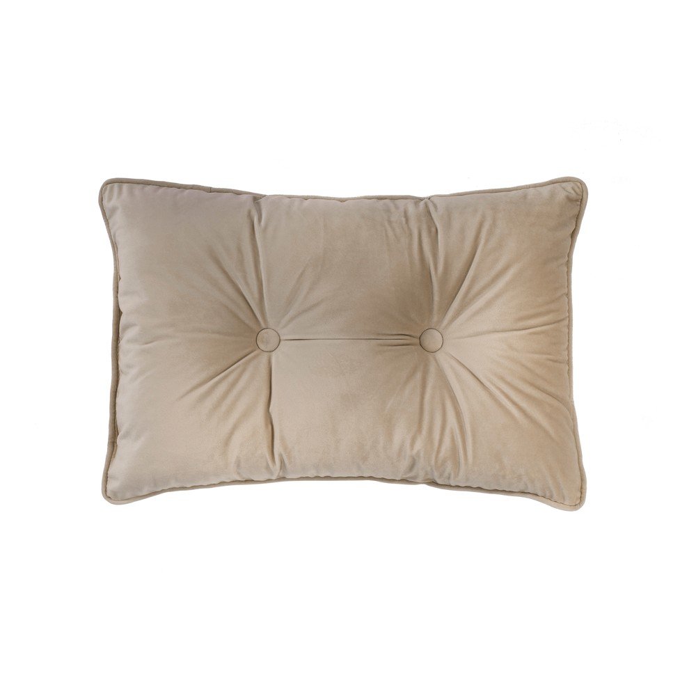 Světle béžový polštář Tiseco Home Studio Velvet Button, 40 x 60 cm v:1281062