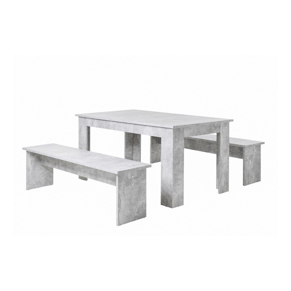 Set jídelního stolu a 2 lavic ve betonovém dekoru Intertade Munich, 80 x 140 cm v:979256
