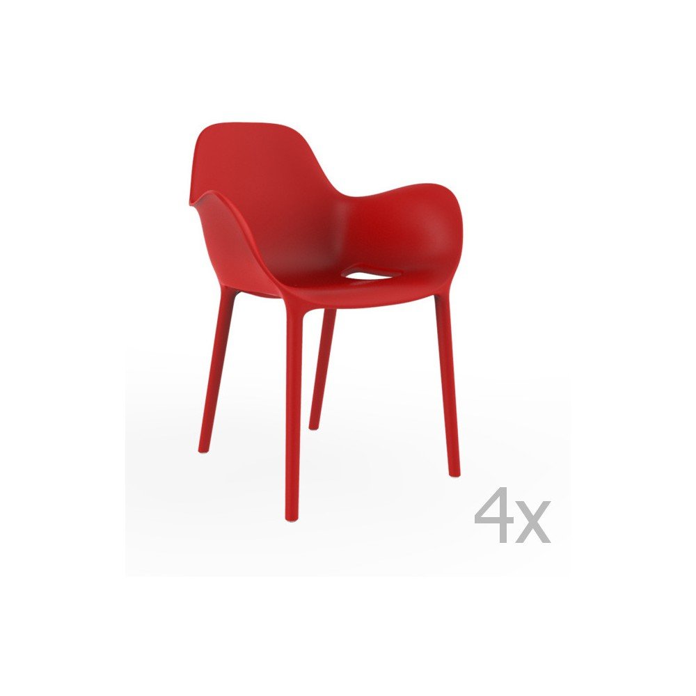 Sada 4 červených zahradních židlí Vondom Sabinas v:843076