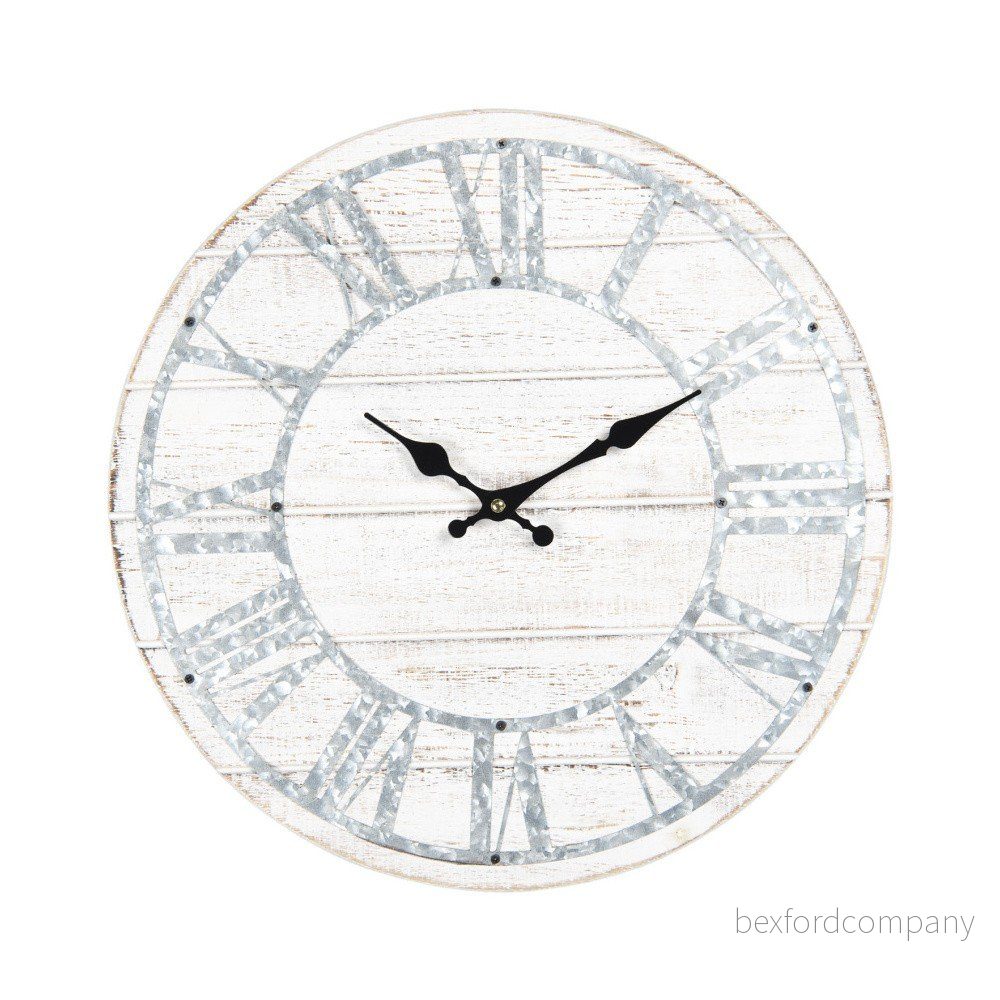 Bílé nástěnné hodiny s modrými detaily Clayre & Eef, ⌀ 40 cm v:1292114 Bílé nástěnné hodiny s modrými detaily Clayre & Eef, ⌀ 40 cm v:1292114