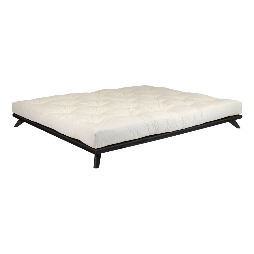 Dvoulůžková postel z borovicového dřeva s matrací Karup Design Senza Comfort Mat Black/Natural, 180 x 200 cm v:1309056