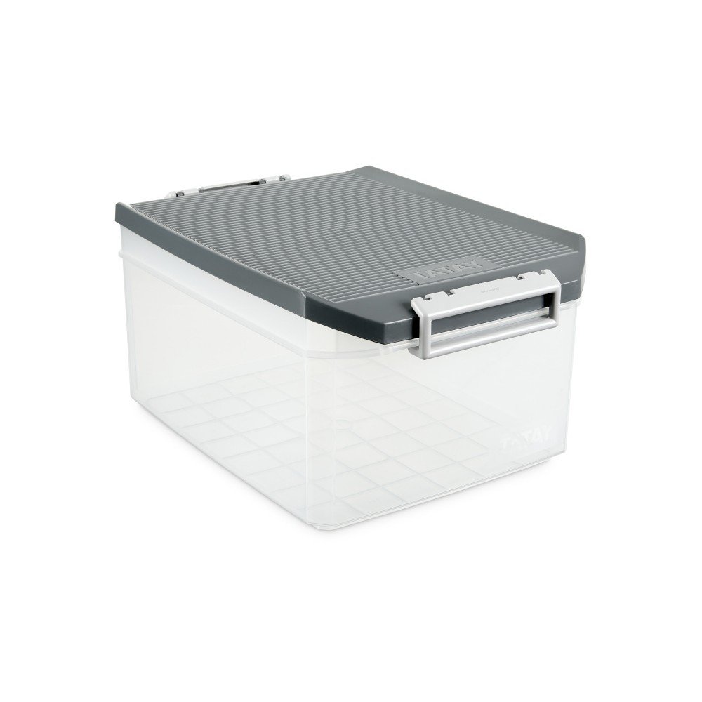 Průhledný úložný box se šedým víkem Ta-Tay Storage Box, 14 l v:1123152