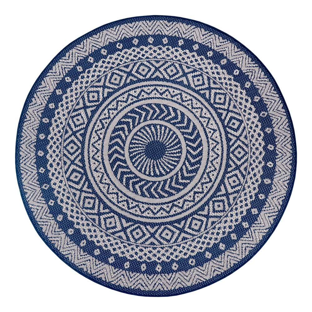 Modro-šedý venkovní koberec Ragami Round, ø 120 cm v:1380497