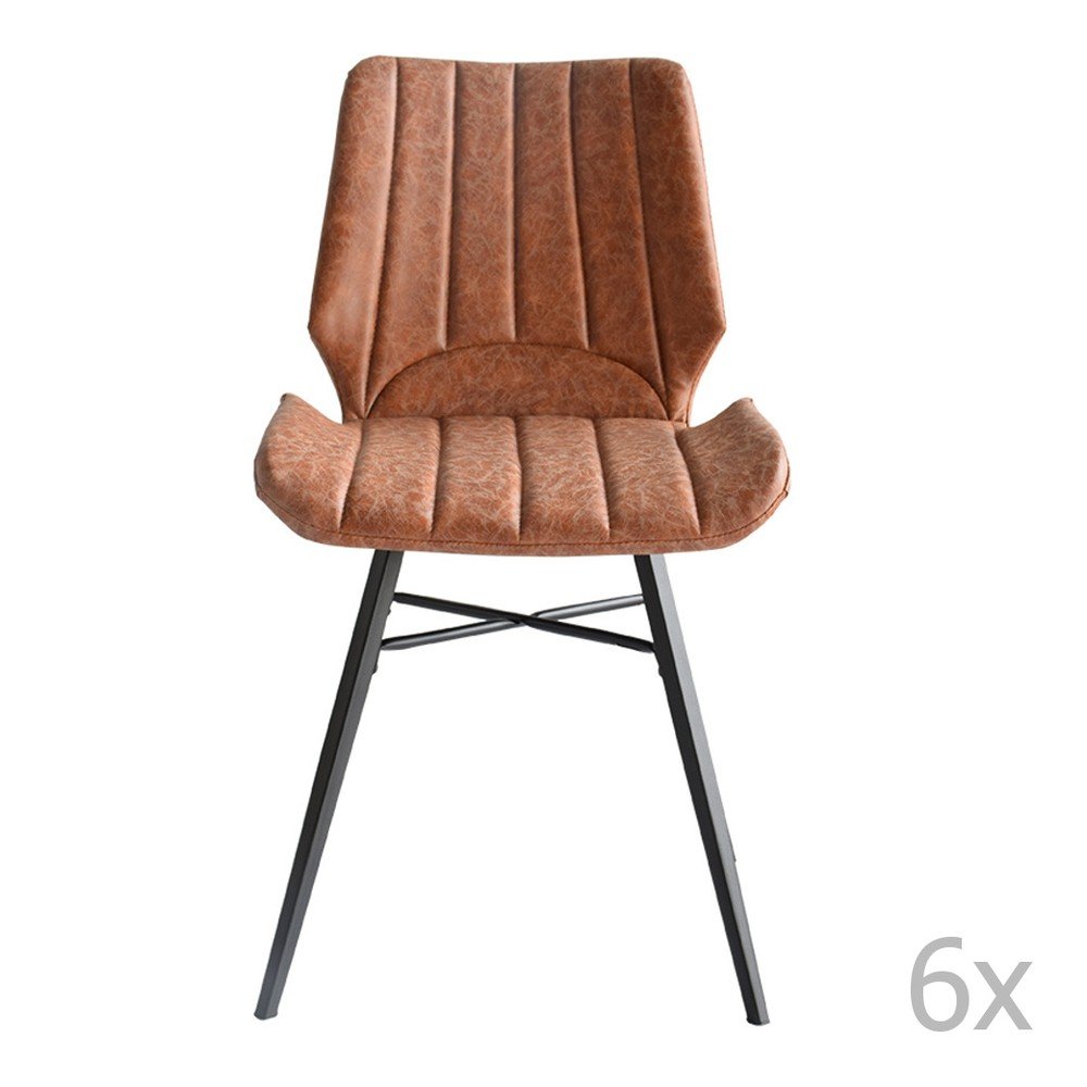 Sada 6 hnědých jídelních židlí RGE Odin v:991390