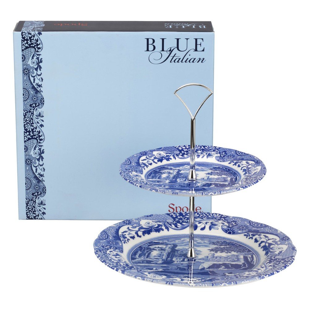 Bílomodrý dvoupatrový servírovací tác Spode Blue Italian v:1206782
