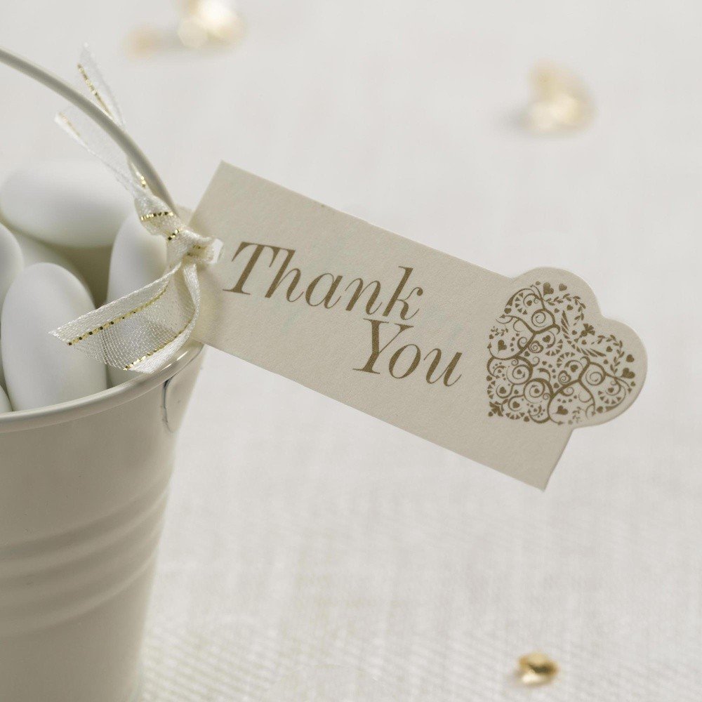 Sada 10 bílo-zlatých visaček Neviti Vintage Romance Thank You v:812900