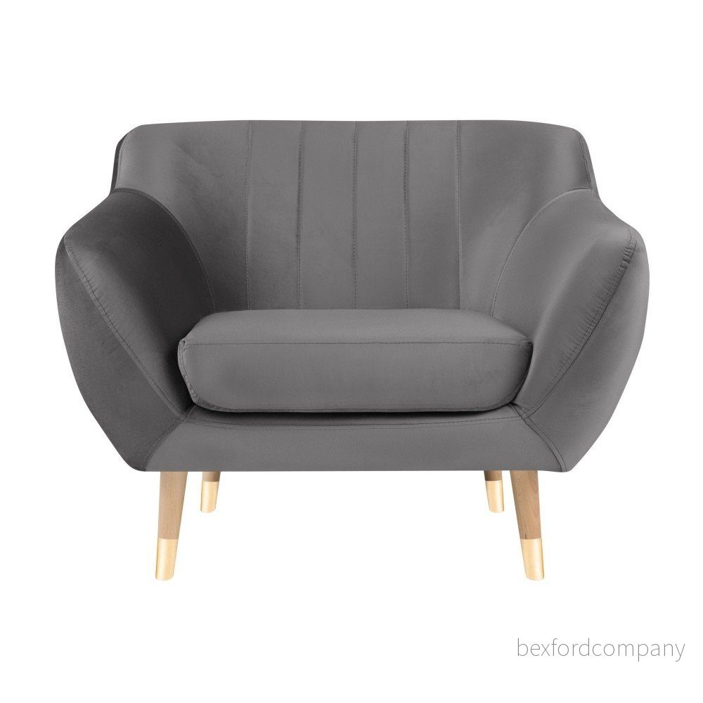 Šedé sametové křeslo Mazzini Sofas Benito v:1059584