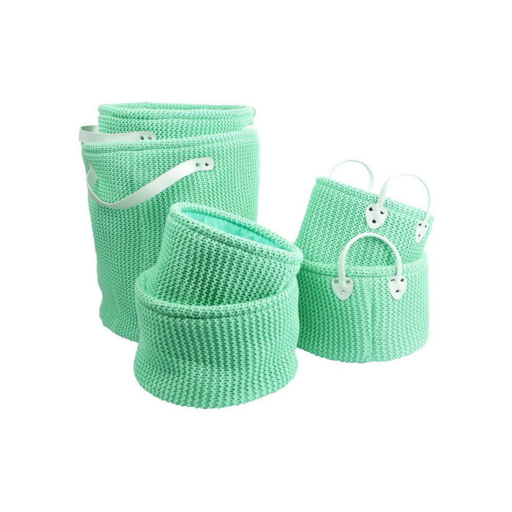 Sada 6 zelených pletených úložných košů Furniteam Clean, ⌀ 42 cm v:1254712