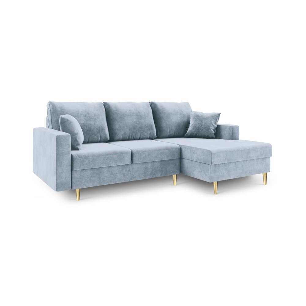 Světle modrá rozkládací pohovka s úložným prostorem Mazzini Sofas Muguet, pravý roh v:1269846