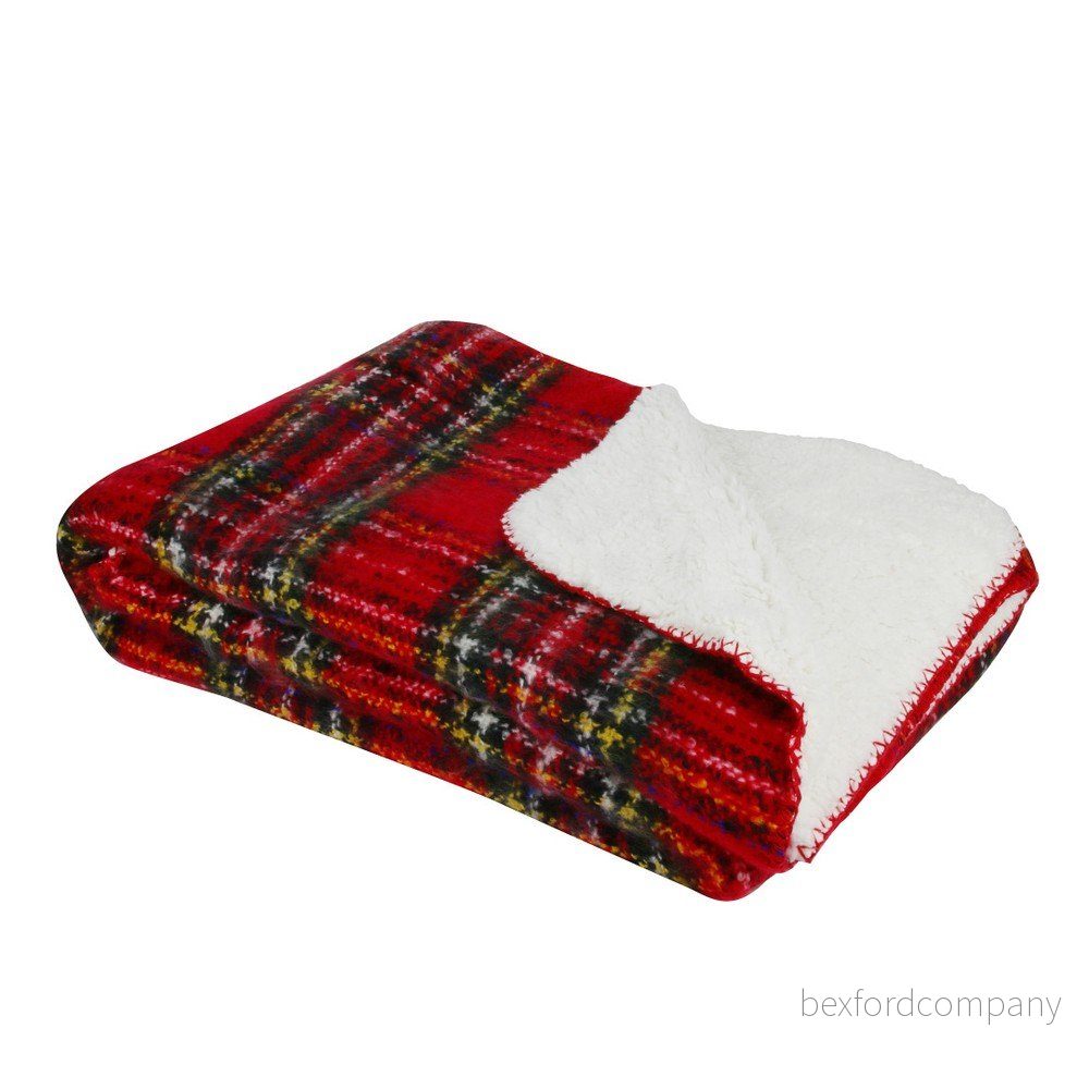 Červeno-bílý pléd Le Studio Scottish Cuddle Plaid, 130 x 160 cm v:1170394