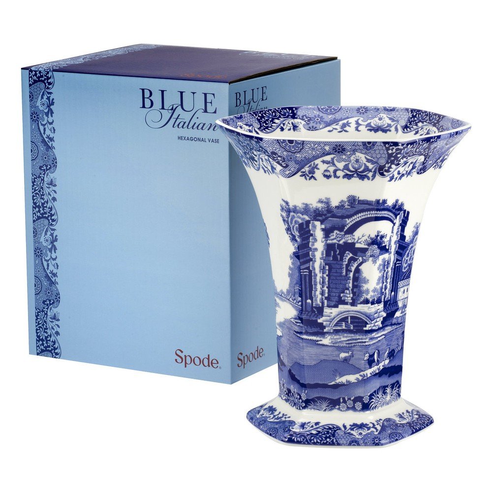 Bílomodrá porcelánová váza Spode Blue Italian Esagonale v:1206806