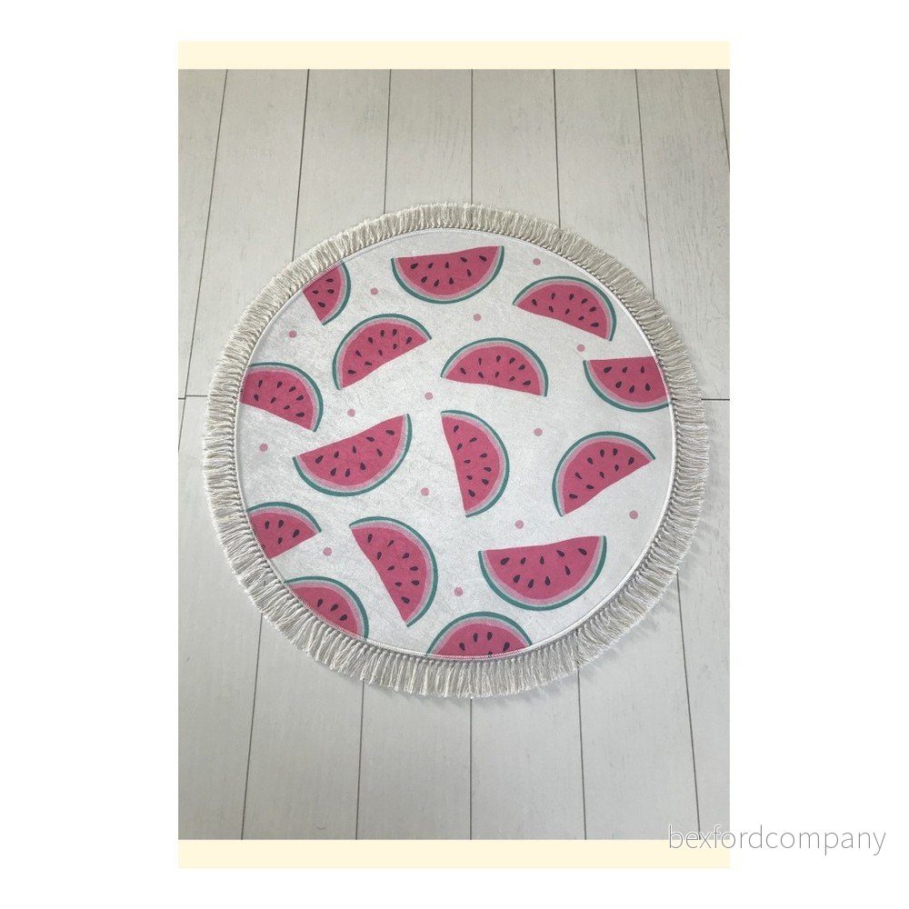 Bílo-růžová koupelnová předložka Tropica Watermelon, ⌀ 100 cm v:1206018
