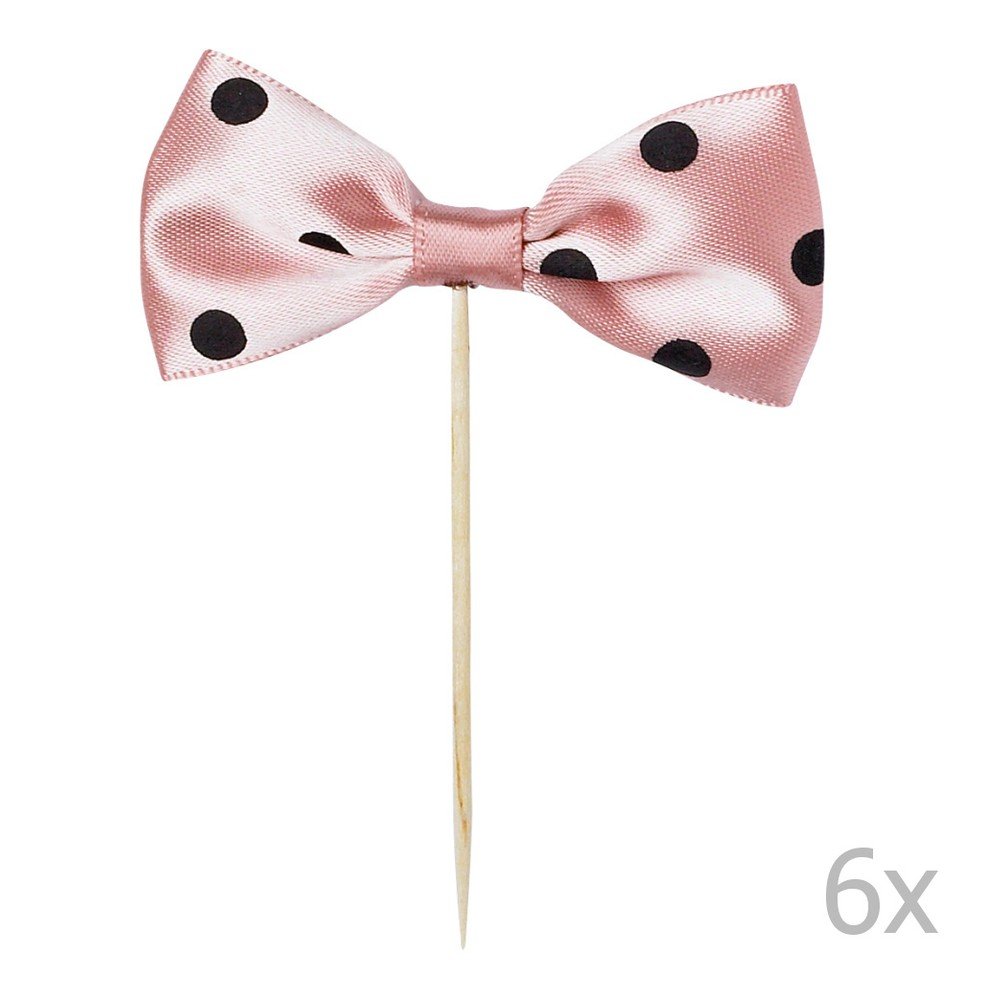 Sada 6 růžových zapichovacích dekorací na dort Miss Étoile Bow v:874684
